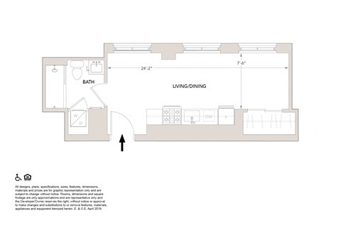 Affordable Studio Floor Plan at Book Tower, Detroit, MI, 48226